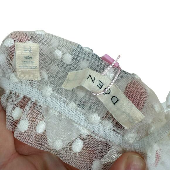 DOEN Bohemian Sheer White Swiss Dot Tulle Maxi Dress, Size M Unlined Summer - Picture 5 of 7